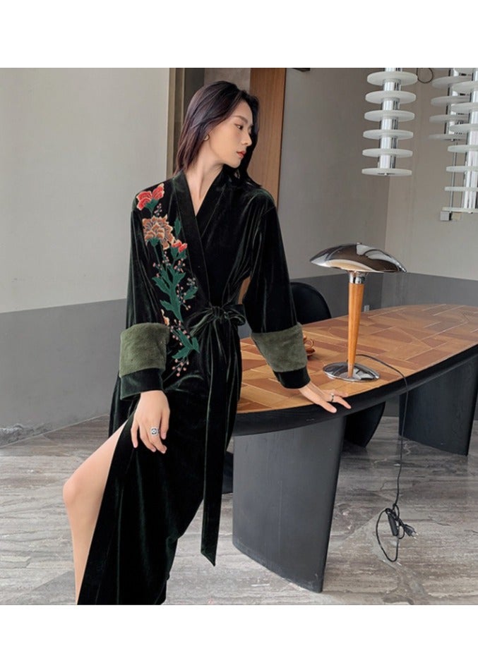 Tie Up Long Sleeved Sleeping Bathrobe Can Be Used As A Wedding Morning Gown Or Home Outfit  - Image 1