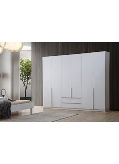 Brooklyn 6-Door Wardrobe Extra Sturdy Closet, Clothes Storage Cupboard Modern Design Space Saving Cabinet for Bedroom L 269.7 x W 49.5 x H 216 cm White - pzsku/Z9CA0202228D67718A5A5Z/45/_/1683528059/8c18ddfd-5a97-4da2-9be5-03fa6c055fb5