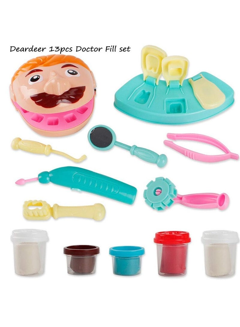 SYOSI Play Dough Dentist Set Doctor Drill and Fill Playset Retro Playdough Creation with Moulds Models Kids Gift  - Image 2