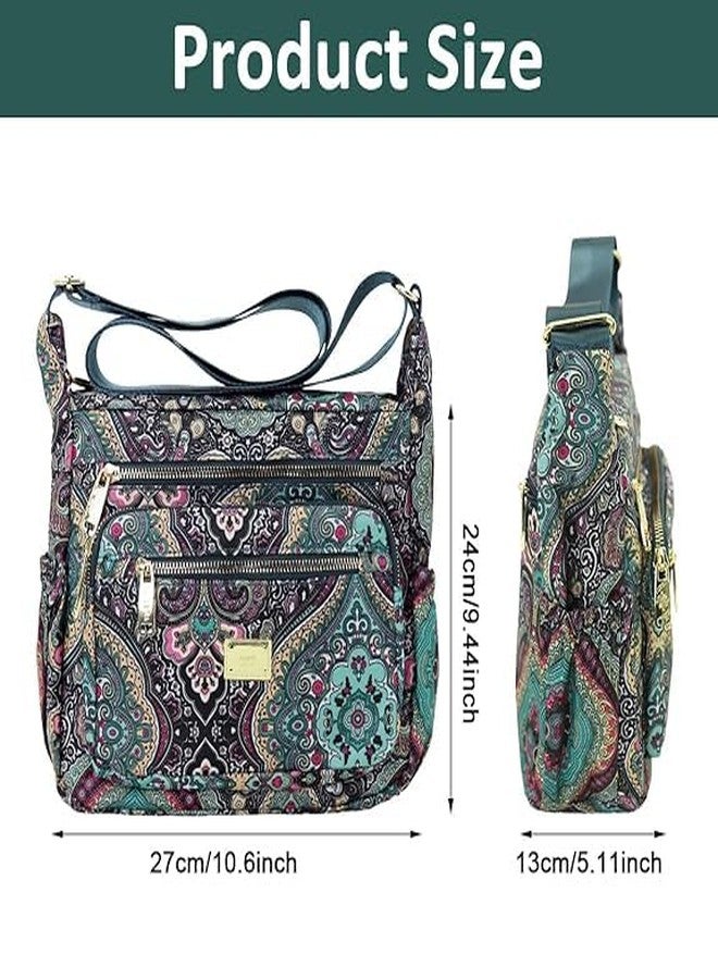 BOVTY Women Sling-body Bag Waterproof Nylon Multi-layer Sling Bag Casual Satchel Bag Shoulder Bag Messenger Bag Travel Sling-body Bag Day Pack. (Dark Green) - Image 2