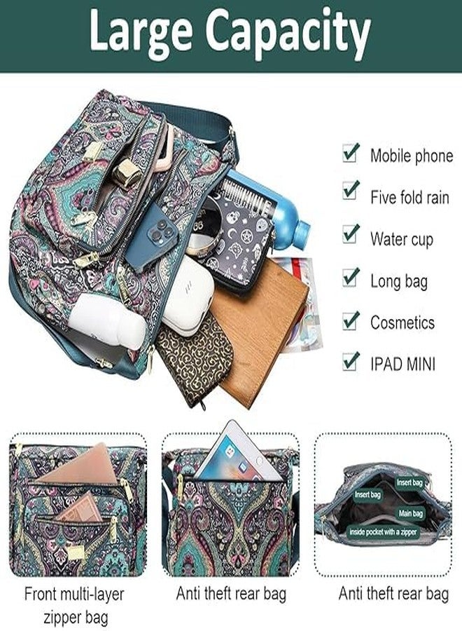 BOVTY Women Sling-body Bag Waterproof Nylon Multi-layer Sling Bag Casual Satchel Bag Shoulder Bag Messenger Bag Travel Sling-body Bag Day Pack. (Dark Green) - Image 4