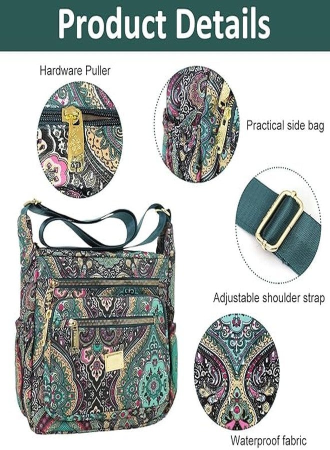 BOVTY Women Sling-body Bag Waterproof Nylon Multi-layer Sling Bag Casual Satchel Bag Shoulder Bag Messenger Bag Travel Sling-body Bag Day Pack. (Dark Green) - Image 3