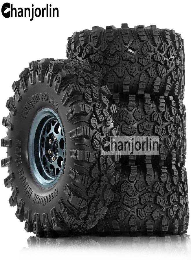 Chanjorlin 2.2 inch RC Crawler Tires and Beadlock Wheels Rims OD 5.35'' 1:10 Soft Rubber Mud All Terrain Tyres for 1/10 1/8 Rock Crawler Car Traxxas TRX4 Axial SCX10 II RC4WD CC01 Gen8 (Titanium) - Image 5