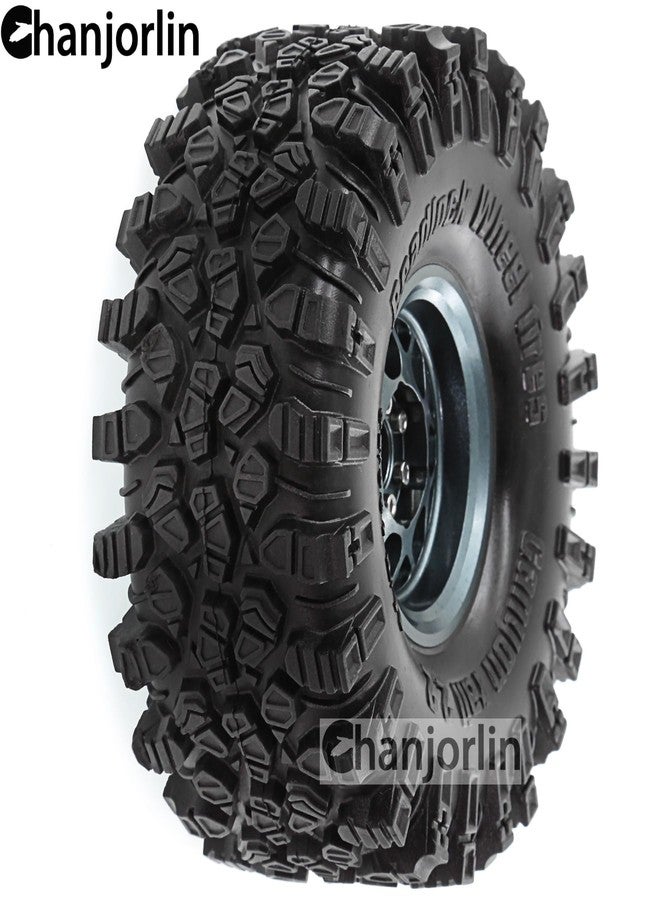 Chanjorlin 2.2 inch RC Crawler Tires and Beadlock Wheels Rims OD 5.35'' 1:10 Soft Rubber Mud All Terrain Tyres for 1/10 1/8 Rock Crawler Car Traxxas TRX4 Axial SCX10 II RC4WD CC01 Gen8 (Titanium) - Image 3