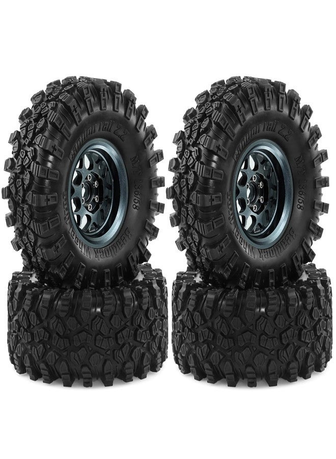 Chanjorlin 2.2 inch RC Crawler Tires and Beadlock Wheels Rims OD 5.35'' 1:10 Soft Rubber Mud All Terrain Tyres for 1/10 1/8 Rock Crawler Car Traxxas TRX4 Axial SCX10 II RC4WD CC01 Gen8 (Titanium) - Image 1