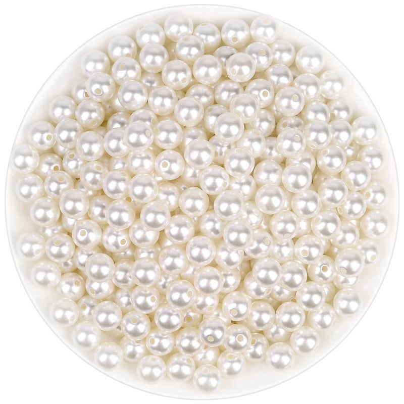 anezus Pearl Beads for Craft, Anezus 500pcs Ivory Faux Fake Pearls, 10 MM Small Sew on Pearl Beads with Holes for Jewelry Making, Bracelets, Necklaces, Hairs, Crafts, Decoration and Vase Filler - Image 1