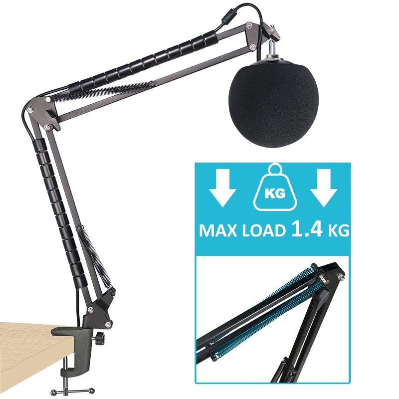 SUNMON Snowball iCE Mic Boom Arm Stand with Pop Filter, Compatible with Blue Snowball Ice USB Microphone with Cable Sleeve by SUNMON - Image 2