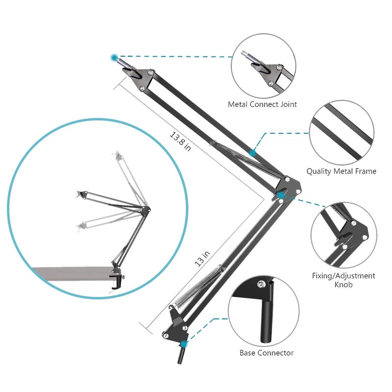 SUNMON Snowball iCE Mic Boom Arm Stand with Pop Filter, Compatible with Blue Snowball Ice USB Microphone with Cable Sleeve by SUNMON - Image 3