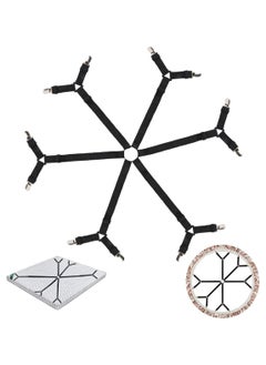 Oasisgalore Black Bed Sheet Clips - 8-Way Elastic Fitted Sheet Straps & Mattress Holders  - Image 1
