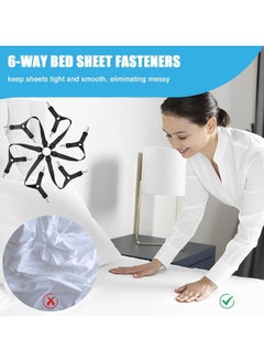 Oasisgalore Black Bed Sheet Clips - 8-Way Elastic Fitted Sheet Straps & Mattress Holders  - Image 2
