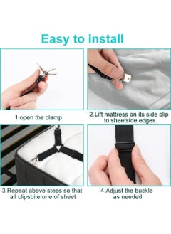 Oasisgalore Black Bed Sheet Clips - 8-Way Elastic Fitted Sheet Straps & Mattress Holders  - Image 5