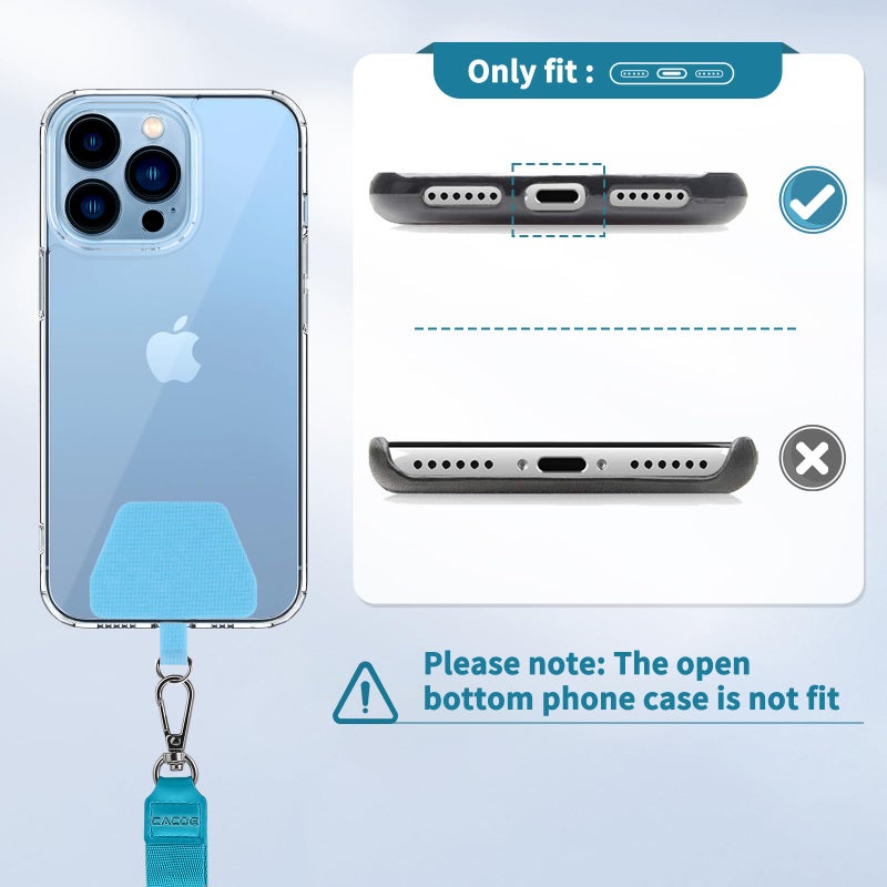 CACOE Phone Lanyard 2 Pcs Adjustable Neck Strap,4 Pcs Patches,Universal Crossbody Multifuctional Patch Cell Phone Lanyards Compatible with Most Smartphones(Black+Light Blue) - Image 4