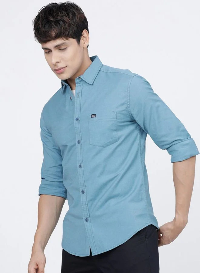 The Indian Garage Co Men Slim Fit Solid Full Sleeves Cutaway Collar Casual Shirt