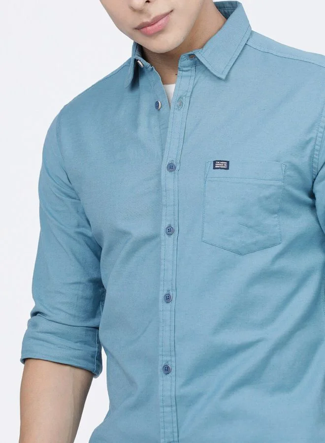 The Indian Garage Co Men Slim Fit Solid Full Sleeves Cutaway Collar Casual Shirt