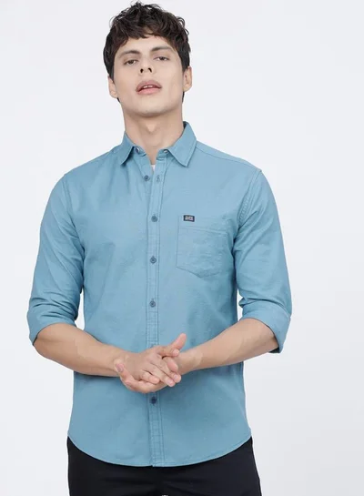 The Indian Garage Co Men Slim Fit Solid Full Sleeves Cutaway Collar Casual Shirt