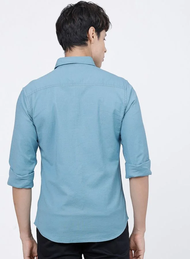 The Indian Garage Co Men Slim Fit Solid Full Sleeves Cutaway Collar Casual Shirt