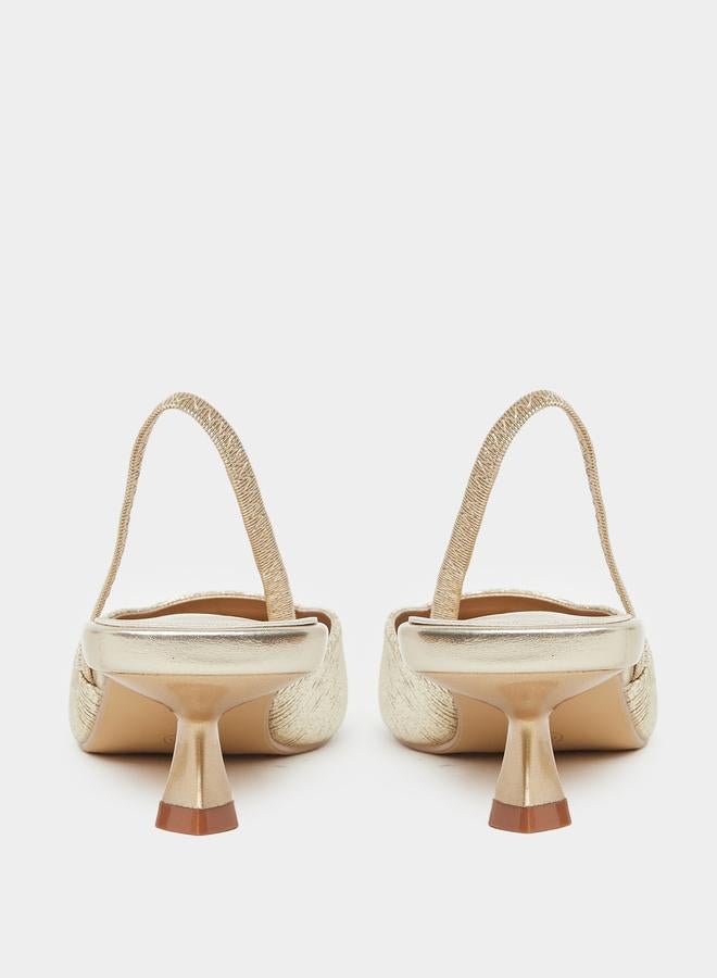 Styli Textured Pointed Toe Kitten Heel Shoes - Image 4