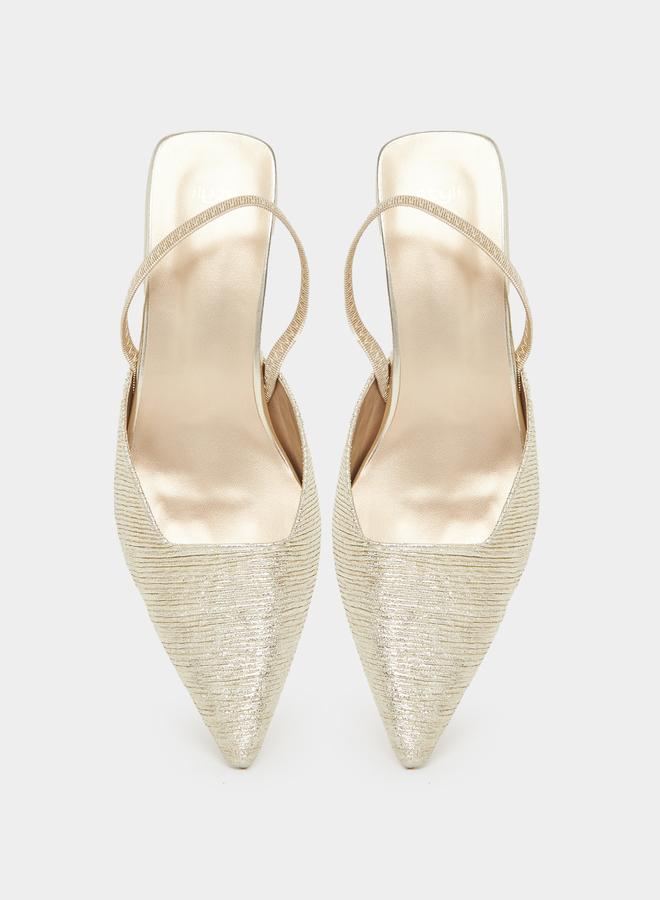 Styli Textured Pointed Toe Kitten Heel Shoes - Image 5