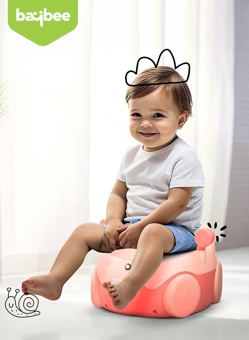 BAYBEE Western Toilet Kids Potty Seat For Baby Potty Training Seat With Closing Lid, Tray, Light & Cleaning Brush | Kids Toilet Seat Chair | Baby Potty Seat For Toddlers Kids 1 To 3 Years Boy Girl Pink - Image 2