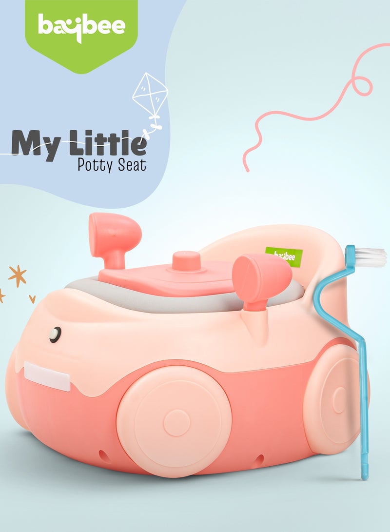 BAYBEE Western Toilet Kids Potty Seat For Baby Potty Training Seat With Closing Lid, Tray, Light & Cleaning Brush | Kids Toilet Seat Chair | Baby Potty Seat For Toddlers Kids 1 To 3 Years Boy Girl Pink - Image 4