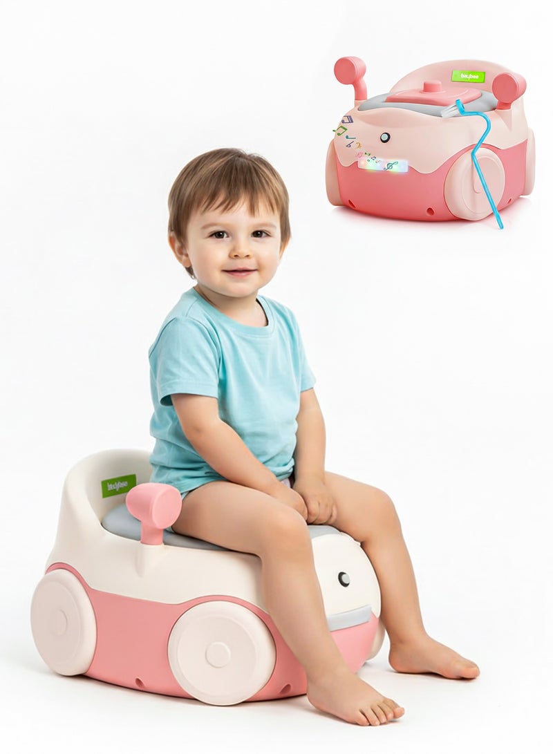 BAYBEE Western Toilet Kids Potty Seat For Baby Potty Training Seat With Closing Lid, Tray, Light & Cleaning Brush | Kids Toilet Seat Chair | Baby Potty Seat For Toddlers Kids 1 To 3 Years Boy Girl Pink - Image 1
