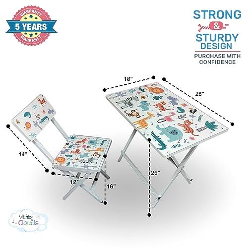 Wishing Clouds Playnest Kids Study Table with Chair, Kids Table and Chair Set, Study Table and Chair for Kid 3-10 Years (Design - Animal) - Image 3