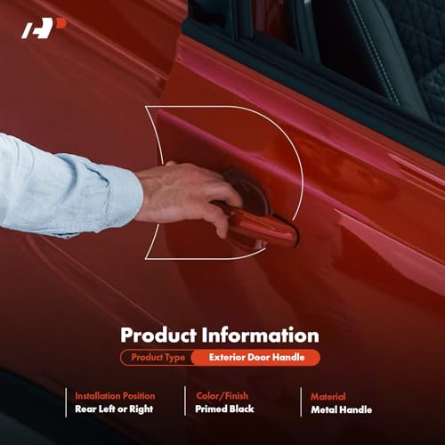 A-Premium APremium Upgraded Metal Exterior Door Handle Compatible with Chevrolet Colorado 20152022 Crew Cab Primed Black Rear Driver or Passenger Side - Image 3