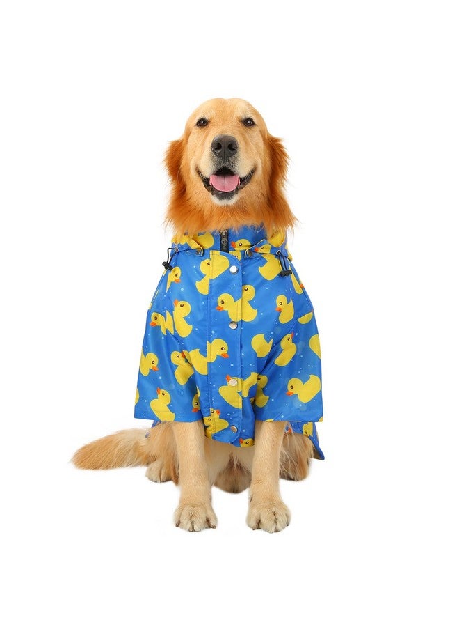 HDE Dog Raincoat Double Layer Zip Rain Jacket With Hood For Small To Large Dogs Ducks Blue  3Xl - Image 2