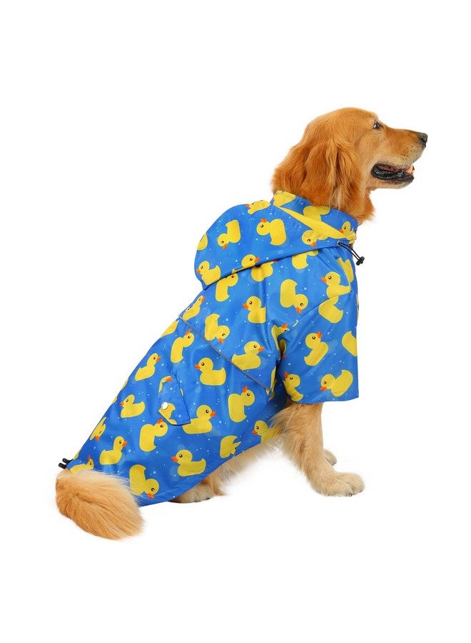 HDE Dog Raincoat Double Layer Zip Rain Jacket With Hood For Small To Large Dogs Ducks Blue  3Xl - Image 1