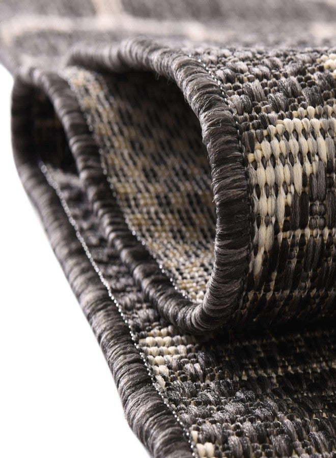 يونيك لوم سجادة منطقة خارجية من مجموعة يونيك لوم تريليس - تريليس (ممر 2 قدم × 8 قدم، أسود/ عاجي) - Image 5