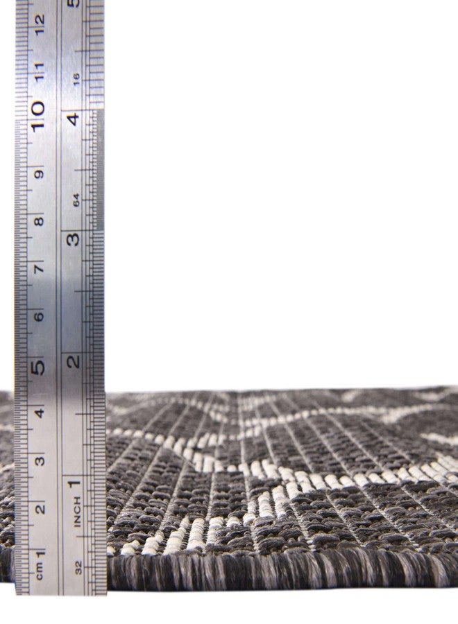 يونيك لوم سجادة منطقة خارجية من مجموعة يونيك لوم تريليس - تريليس (ممر 2 قدم × 8 قدم، أسود/ عاجي) - Image 4