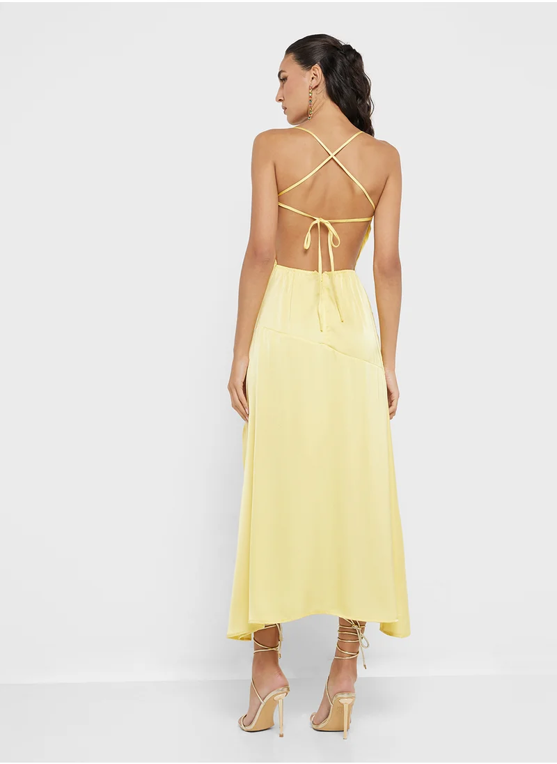 جينجر Satin Backless Slip Dress