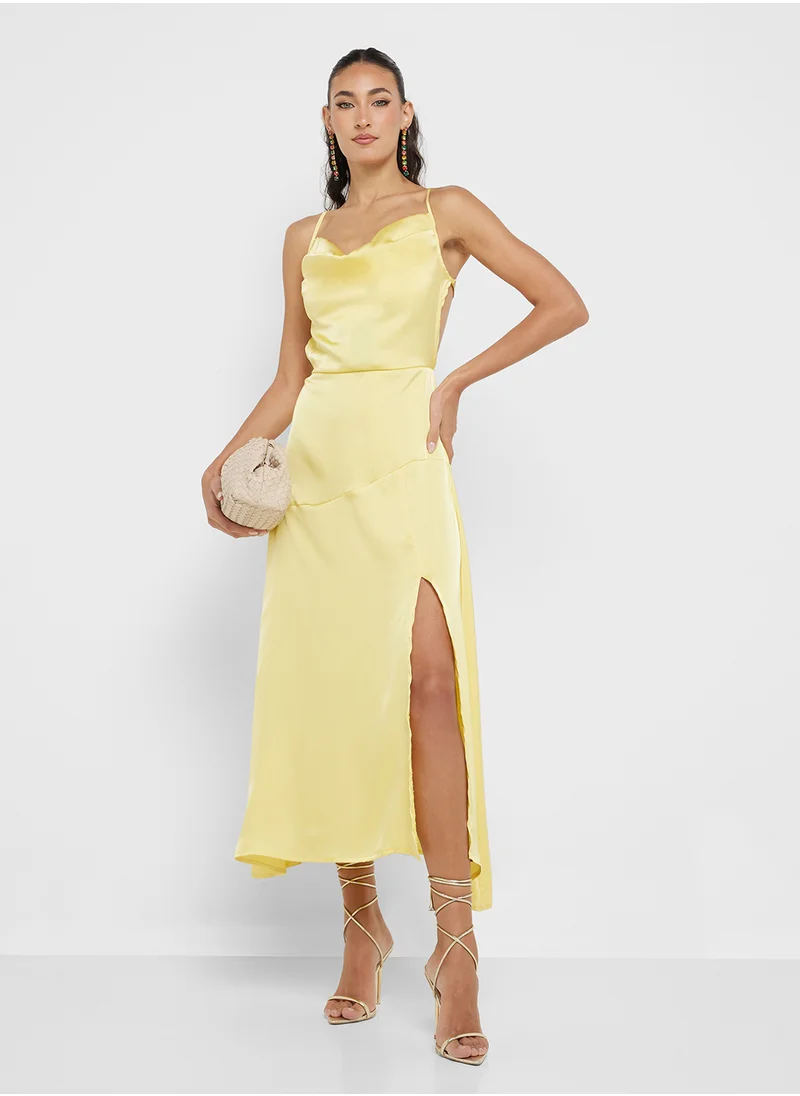 جينجر Satin Backless Slip Dress