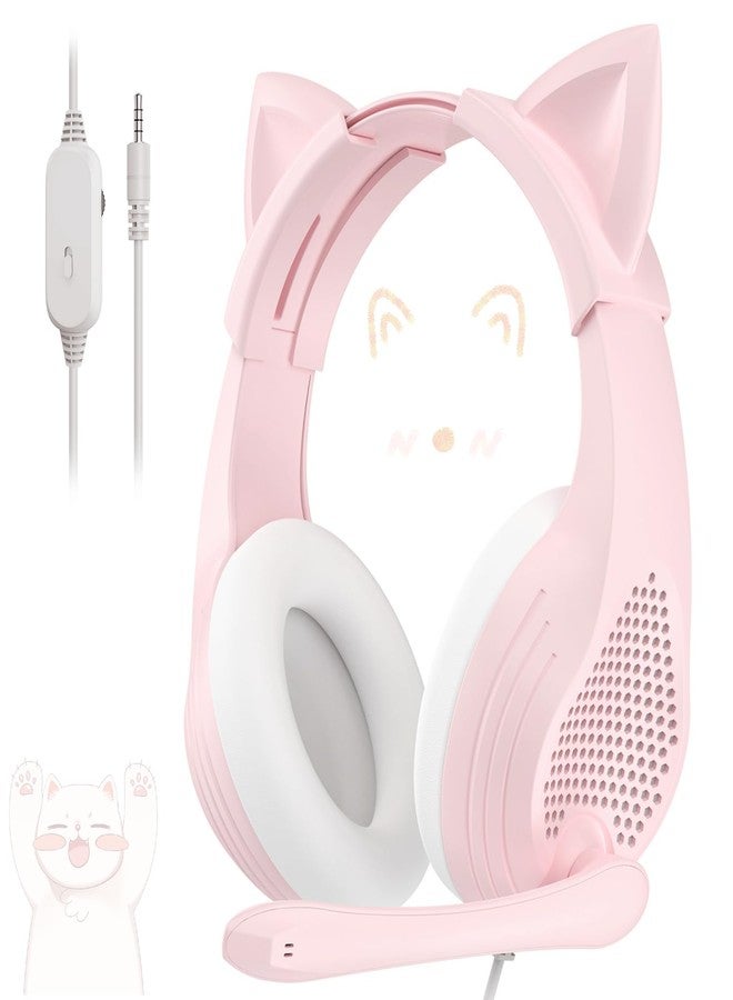 Anivia Pink Gaming Headset with Microphone for PC Computer iOS Mac PS4 PS5 Xbox One Phone, 3D Surround Sound, Soft Memory Foam Ear Cushion, Wired Over-Ear Headphones with Mic for Gamer - Image 1