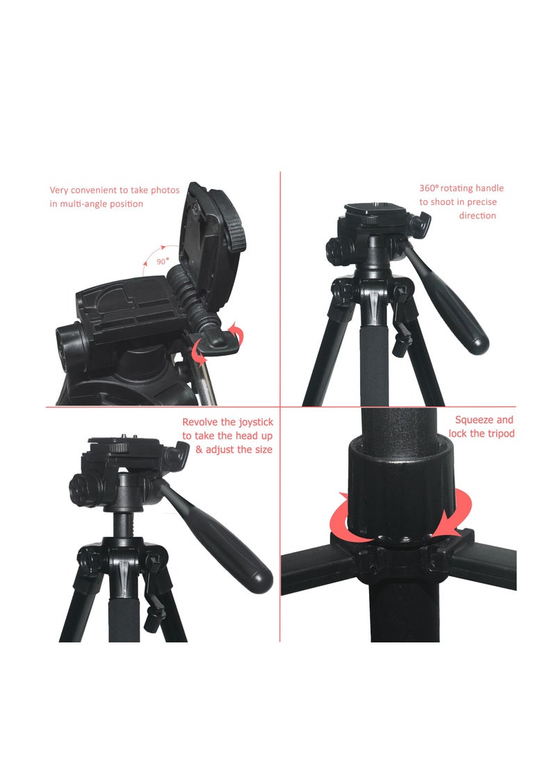 T-690 Compact Travel Tripod Folded Size 48cm with Maximum Height 146cm Compatible with Canon 5DIII II 6D 7D 70D 80D and Nikon D810 D750 D500 D7200 D5500 etc. cameras