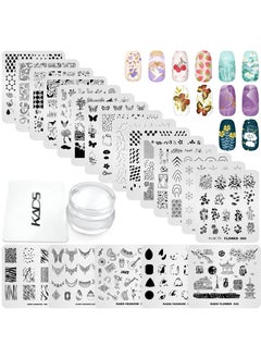 KADS KADS 20pcs Nail Stamp Plates set Nails Art Stamping Plates Leaves Flowers Animal Nail plate Template Image Plate (20Pcs + Stamper) 