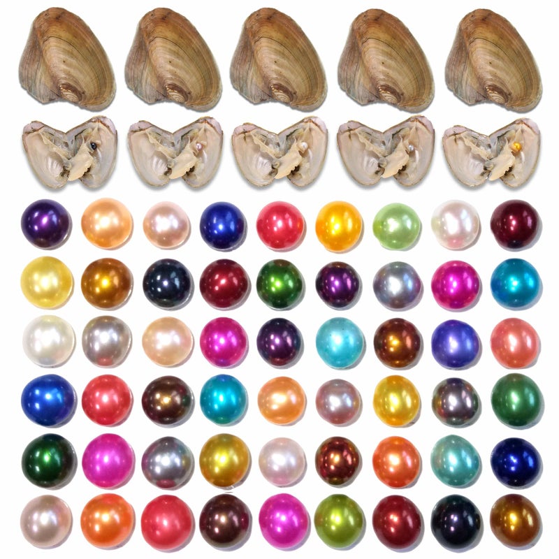 50PC Oyster with Round Pearl Inside Meaningful Color Freshwater Cultured Oyster Love Wish Pearls Beads for Jewelry Making Crafts Gifts68mm 50 PCSLot