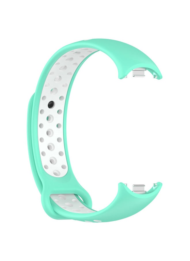 Suitable For Mi Bracelet 8 Nike Two-color Metal Connector Strap Suitable For MI 8 Bracelet Two-color Breathable Strap-Color:Water Duck White (metal Connector)