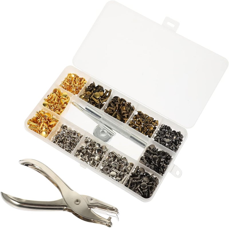 DOITOOL 1Set Leather Snap Buttons Kit with Installation Tools Double Sided Rivets Fasteners for DIY Crafts Bags Wallets and Clothing Projects - Image 1
