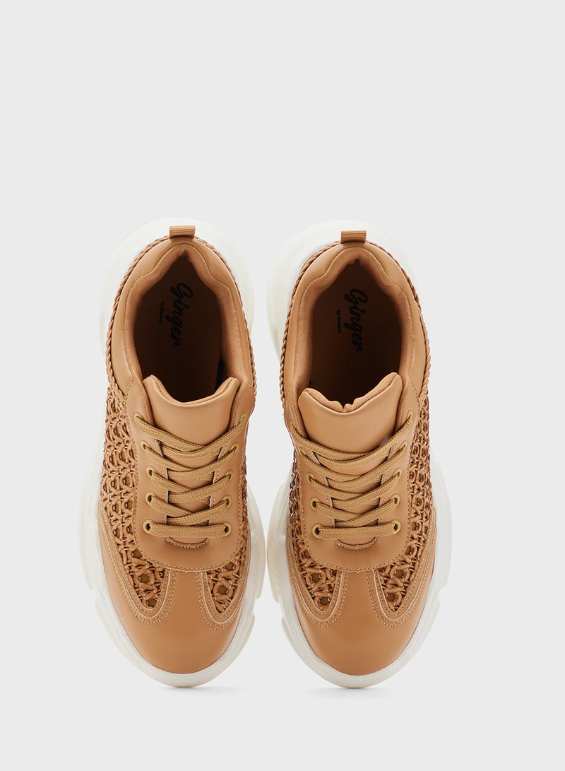 Ginger Weave Detail Chunky Sneakers  - Image 4