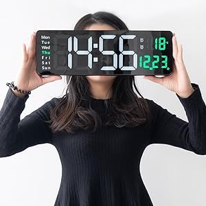 MBUYS MALL Digital Wall Clocks Wall Clock with Day and Date Modern Wall Clocks for Living Room Silent Wall Clocks for Bedrooms with Remote Control WhiteGreen - Image 2