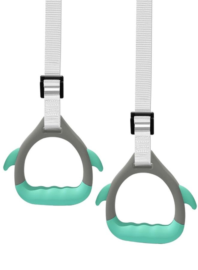 kechery Gymnastics Rings for Kid's Home Exercise, Pull up Rings with Adjustable Straps Load Bearing 800lb, Indoor Gym Anti -Slip Surface Design Rings(Green) - Image 1