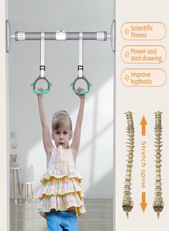 kechery Gymnastics Rings for Kid's Home Exercise, Pull up Rings with Adjustable Straps Load Bearing 800lb, Indoor Gym Anti -Slip Surface Design Rings(Green) - Image 5
