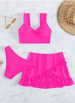 Shein SHEIN Swim Summer Beach 3packs Twist Ruffle Trim Bikini & Beach Skirt  - Image 3