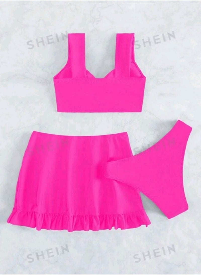 Shein SHEIN Swim Summer Beach 3packs Twist Ruffle Trim Bikini & Beach Skirt  - Image 4