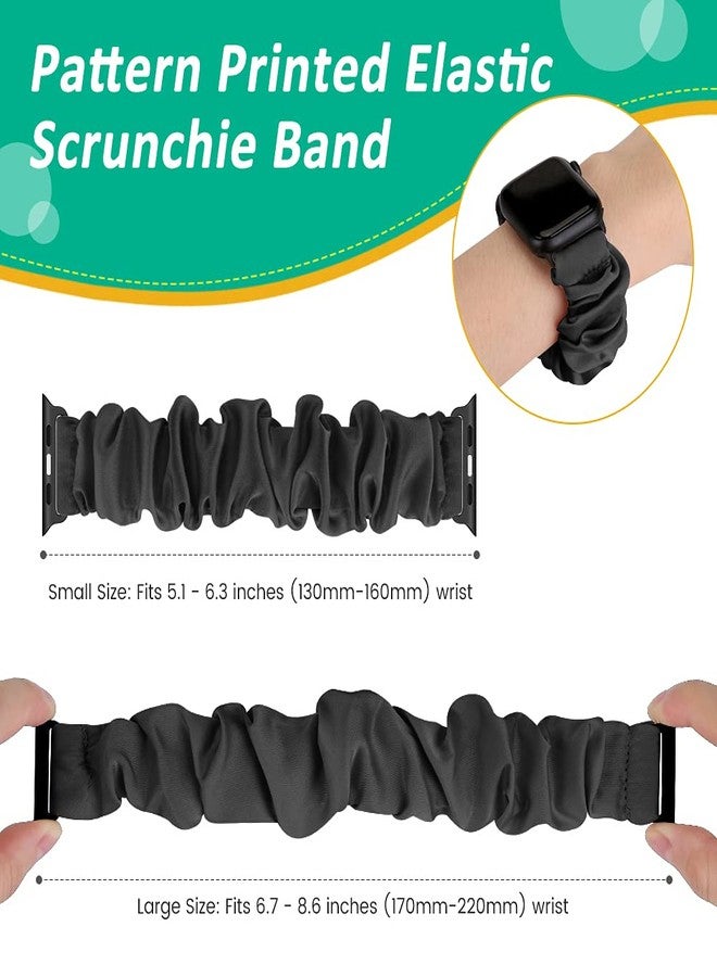 Tiptops 3 Packs Compatible with Apple Watch Bands Scrunchies 38mm 40mm 41mm 42 mm 44mm 45mm 46mm 49mm Women Cloth Pattern Printed Fabric Wristbands Straps Elastic for iWatch Ultra 2 Series 10/9/8/7/6/5/4/3/2/1/SE - Image 2