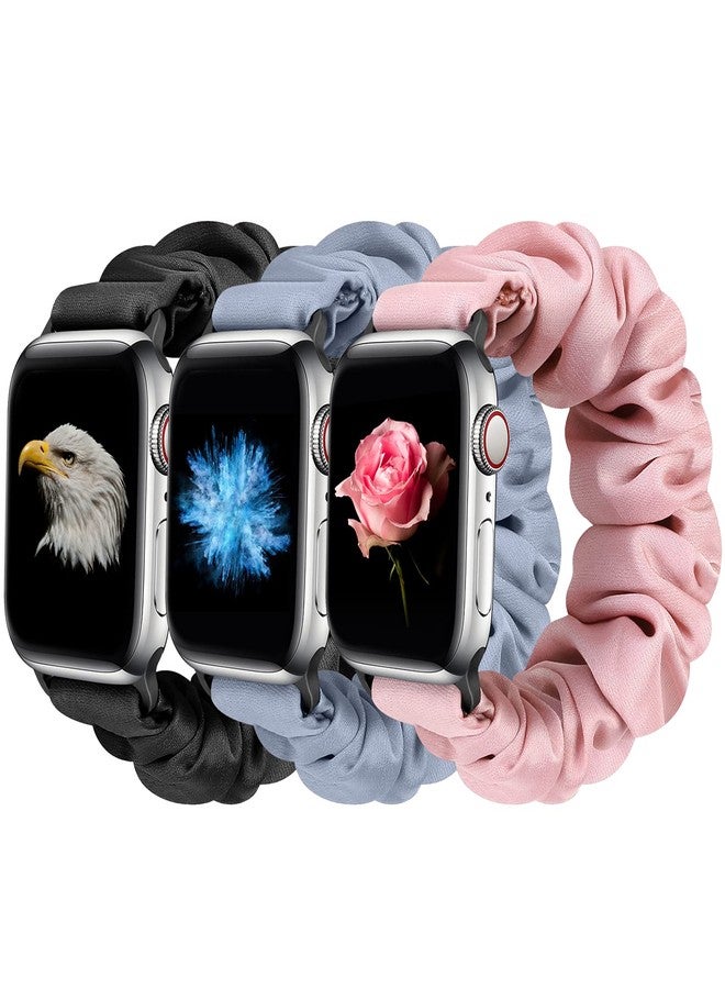 Tiptops 3 Packs Compatible with Apple Watch Bands Scrunchies 38mm 40mm 41mm 42 mm 44mm 45mm 46mm 49mm Women Cloth Pattern Printed Fabric Wristbands Straps Elastic for iWatch Ultra 2 Series 10/9/8/7/6/5/4/3/2/1/SE - Image 1