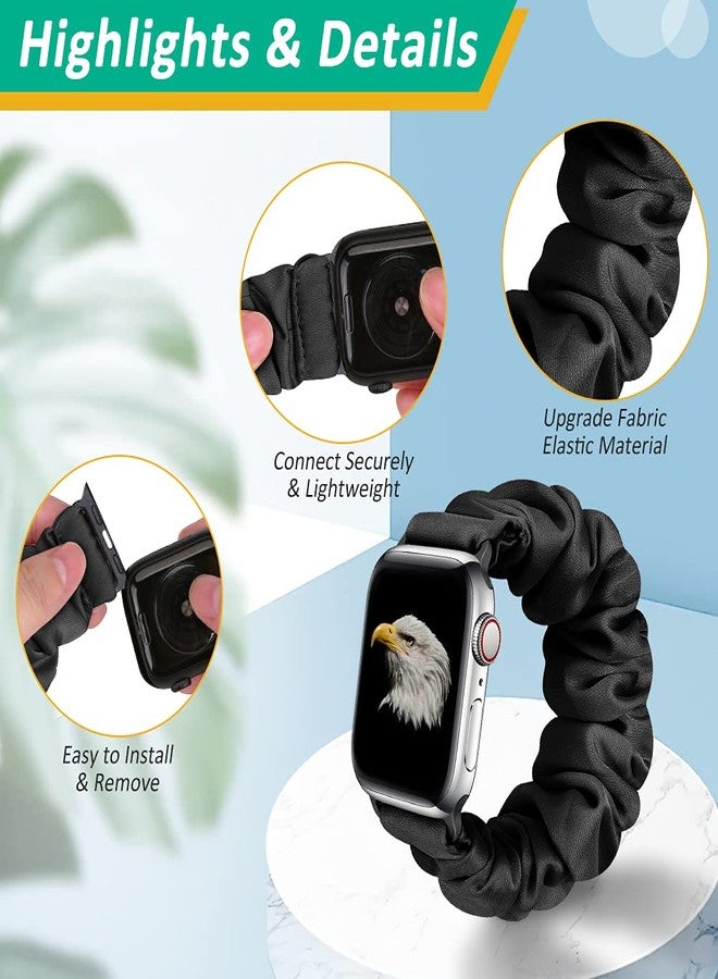 Tiptops 3 Packs Compatible with Apple Watch Bands Scrunchies 38mm 40mm 41mm 42 mm 44mm 45mm 46mm 49mm Women Cloth Pattern Printed Fabric Wristbands Straps Elastic for iWatch Ultra 2 Series 10/9/8/7/6/5/4/3/2/1/SE - Image 4