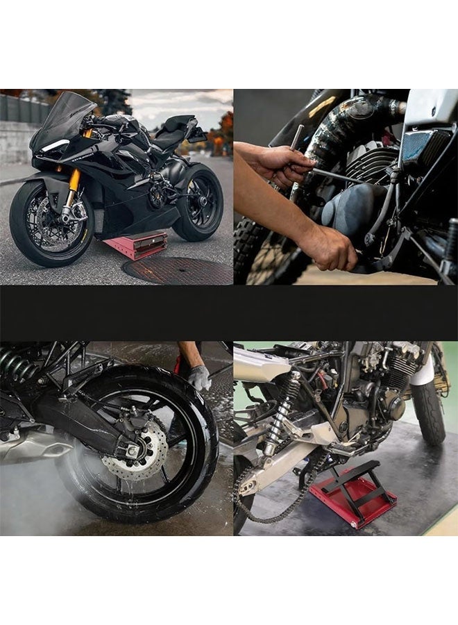 Motorcycle Lift Stand Steel Scissor Jack Wide Deck Center Table 1100 LBSfor Motorcycles, ATVs, Dirt Bikes(Red) - Image 4