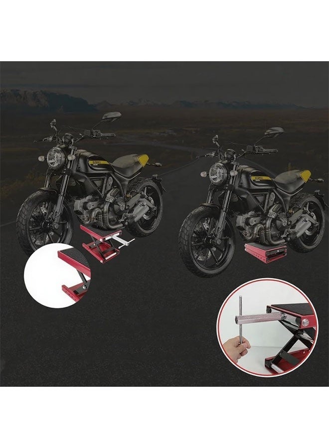Motorcycle Lift Stand Steel Scissor Jack Wide Deck Center Table 1100 LBSfor Motorcycles, ATVs, Dirt Bikes(Red) - Image 5